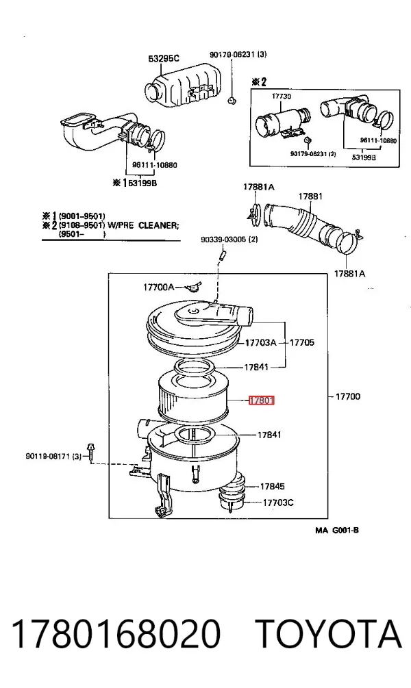 Повітряний фільтр 1780168020 Toyota