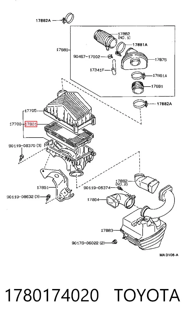 Повітряний фільтр 1780174020 Toyota