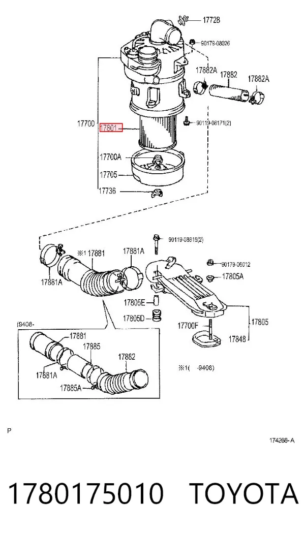 Повітряний фільтр 1780175010 Toyota