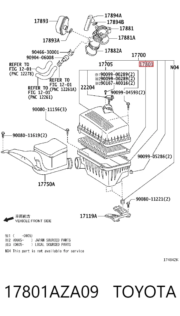 Повітряний фільтр 17801AZA09 Toyota