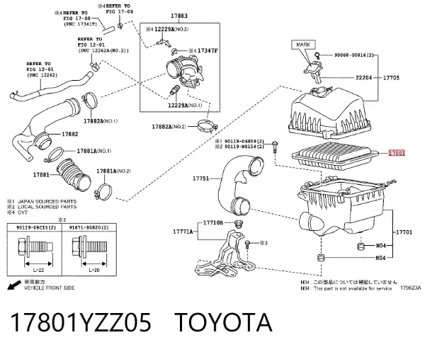 Повітряний фільтр 17801YZZ05 Toyota
