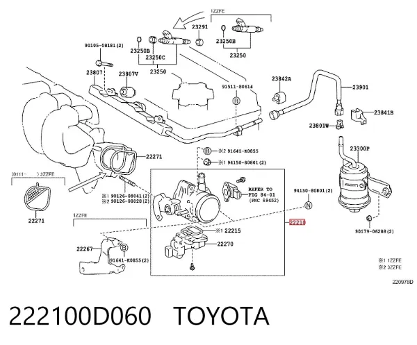 Дросільна заслінка 222100D060 Toyota