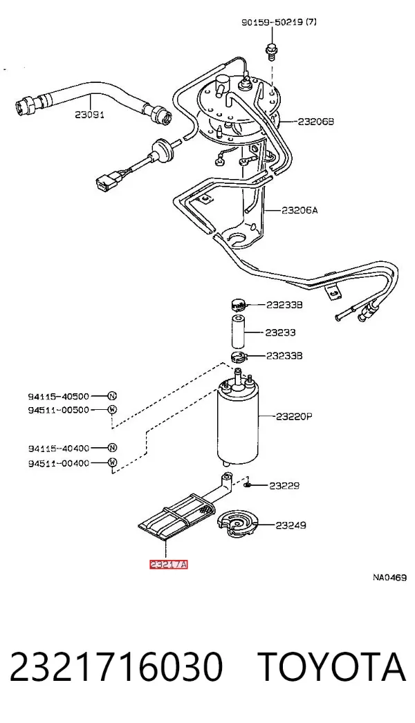 Фільтр-сітка бензонасосу 2321716030 Toyota