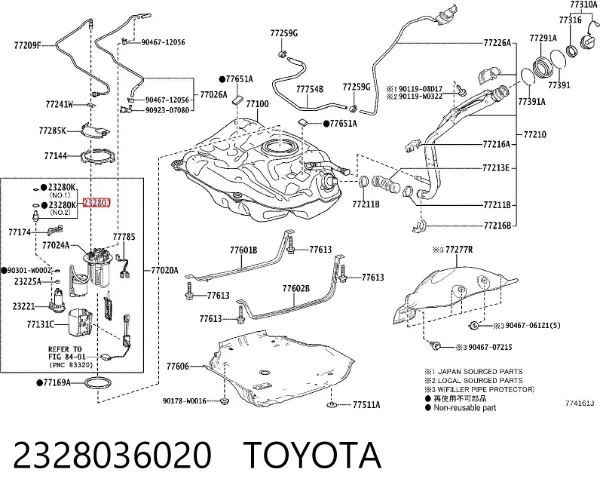 Регулятор тиску палива 2328036020 Toyota