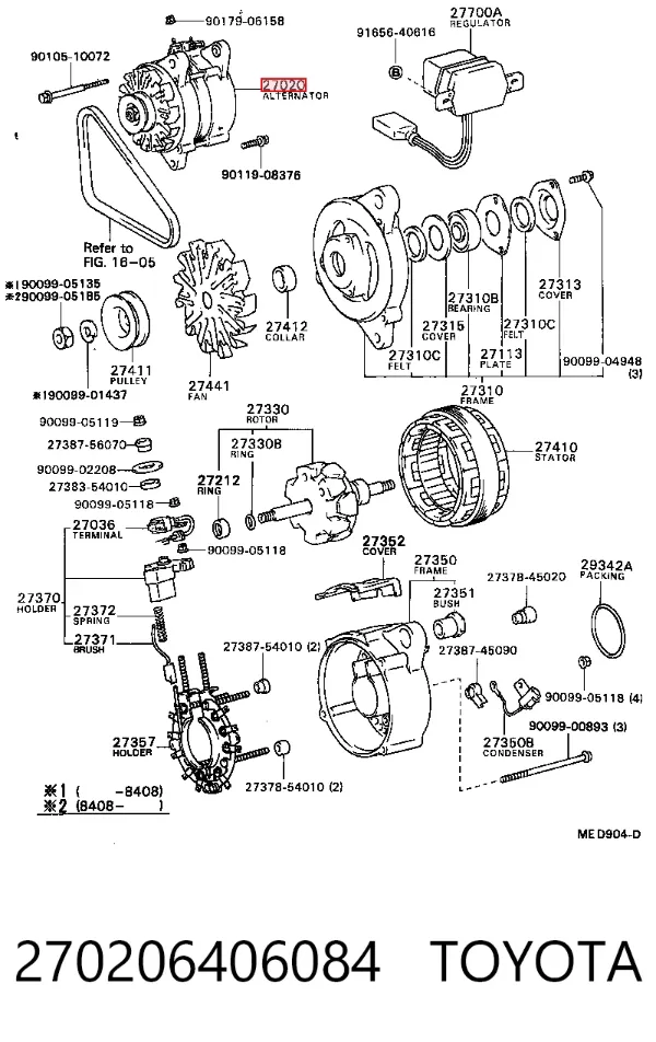 Генератор 270206406084 Toyota