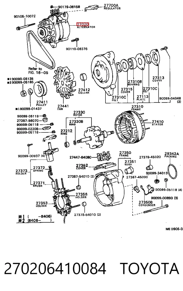 Генератор 270206410084 Toyota