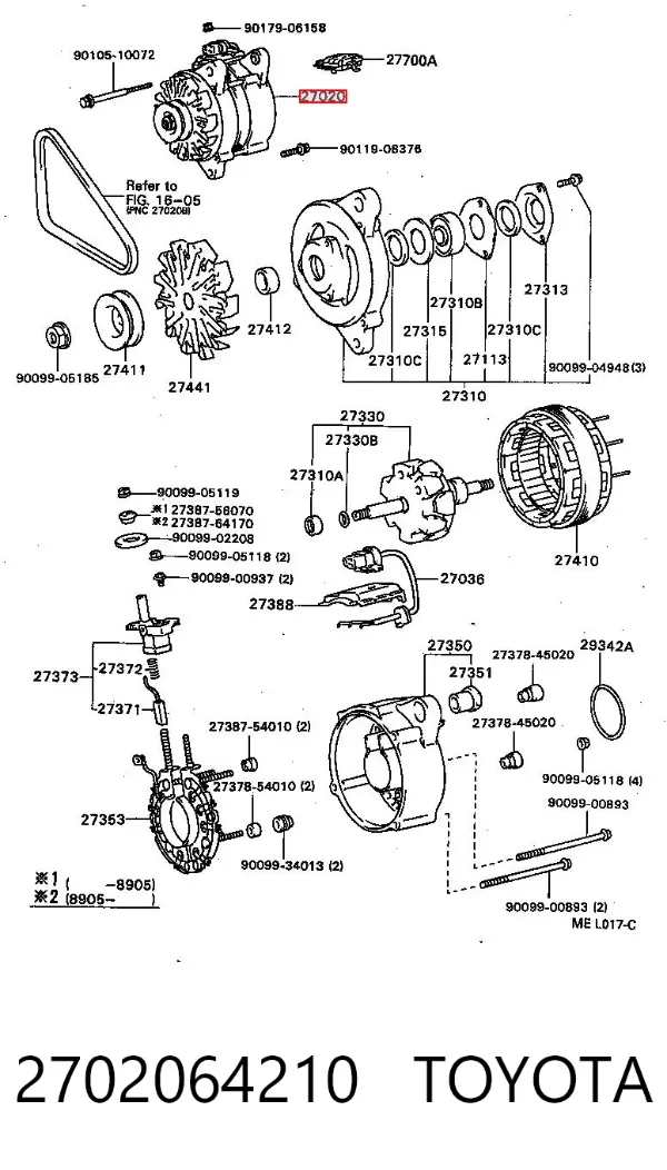 Генератор 2702064210 Toyota