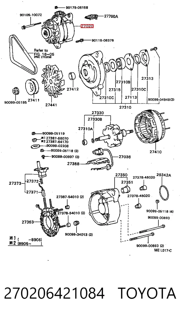 Генератор 270206421084 Toyota