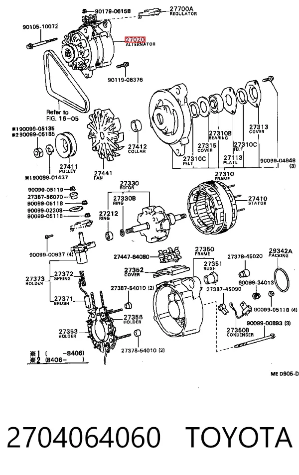 Генератор 2704064060 Toyota