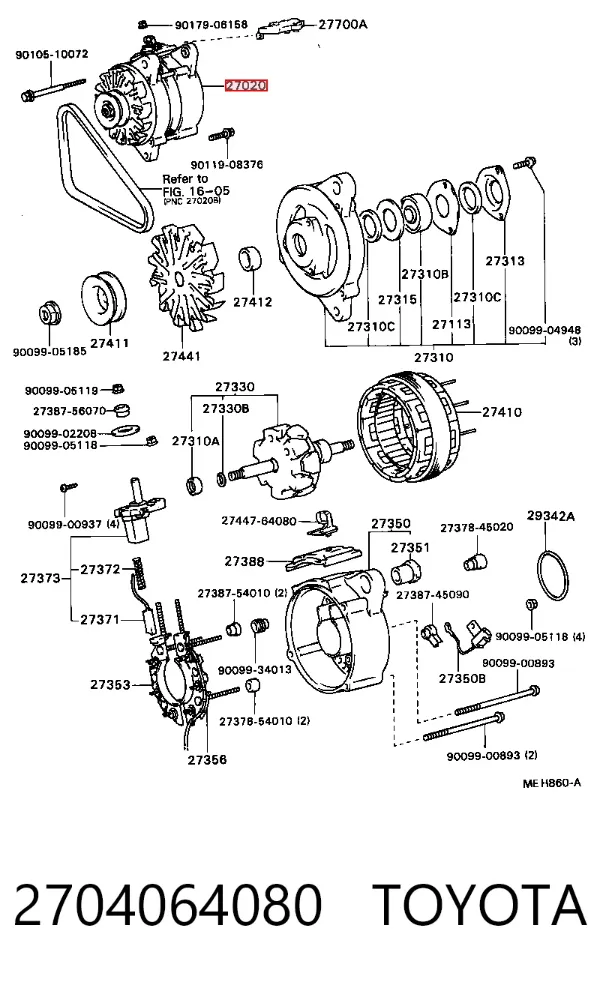 Генератор 2704064080 Toyota