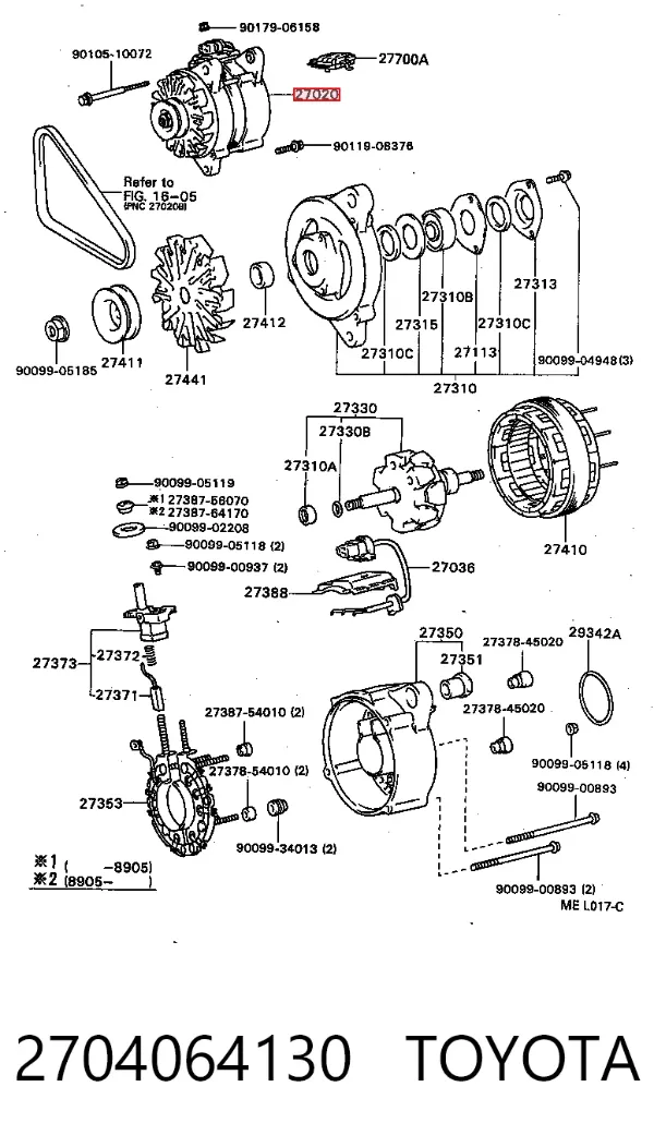 Генератор 2704064130 Toyota