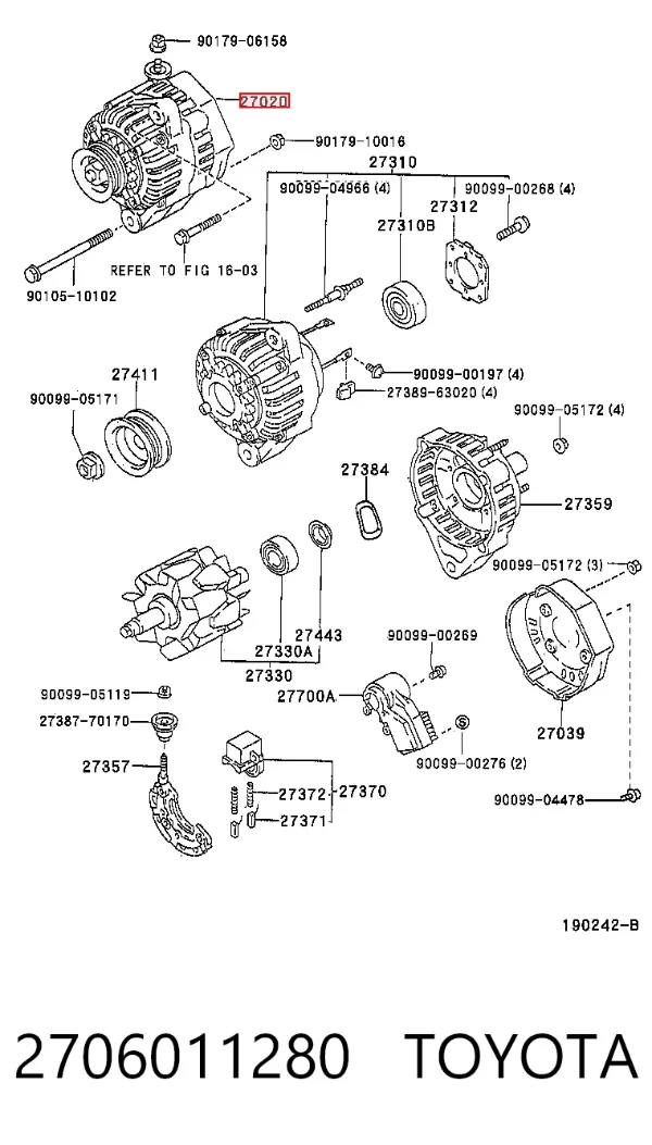 Генератор 2706011280 Toyota