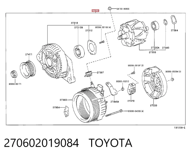 Генератор 270602019084 Toyota