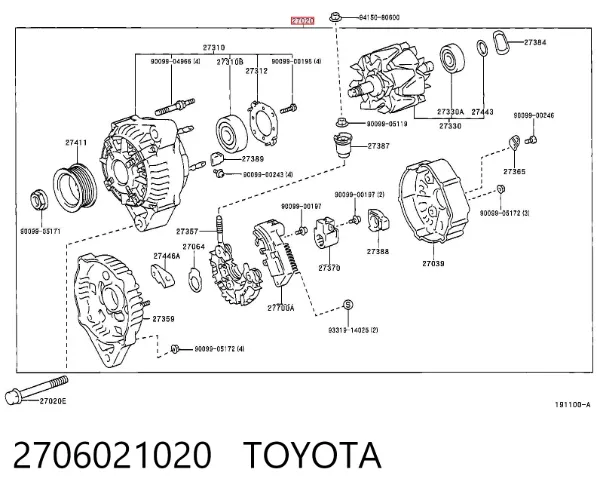 Генератор 2706021020 Toyota