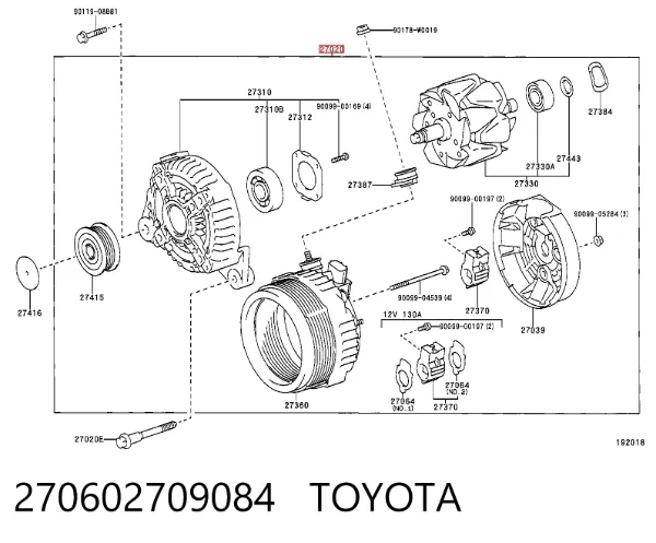 Генератор 270602709084 Toyota