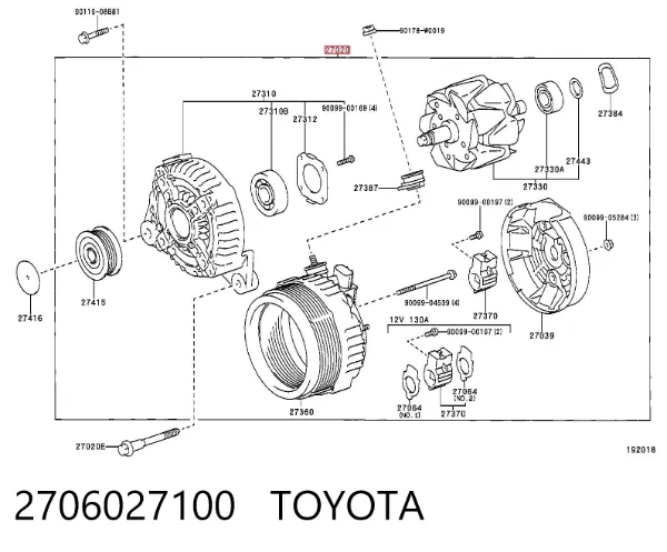 Генератор 2706027100 Toyota