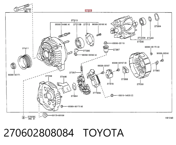 Генератор 270602808084 Toyota