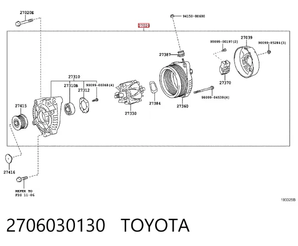Генератор 2706030130 Toyota
