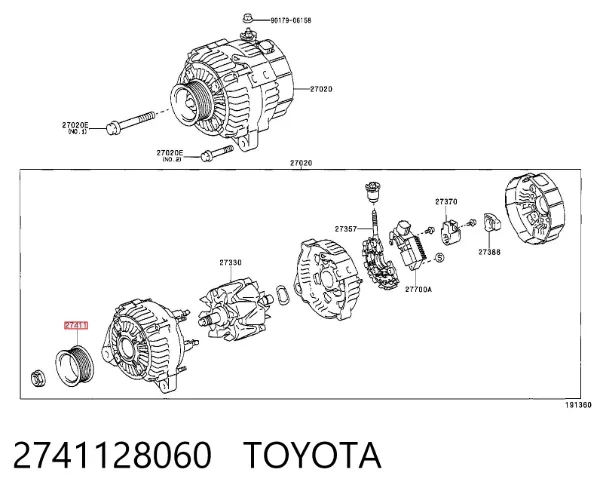 Шків генератора 2741128060 Toyota