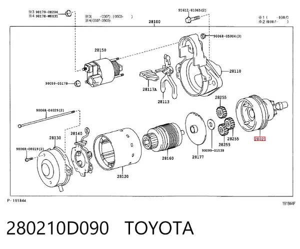 Бендикс стартера 280210D090 Toyota