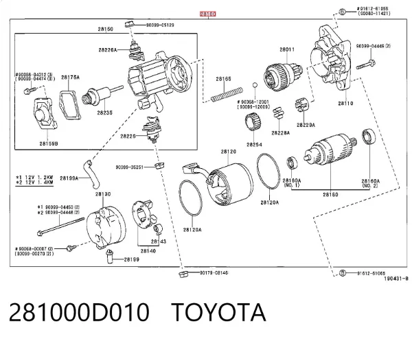 Стартер 281000D010 Toyota
