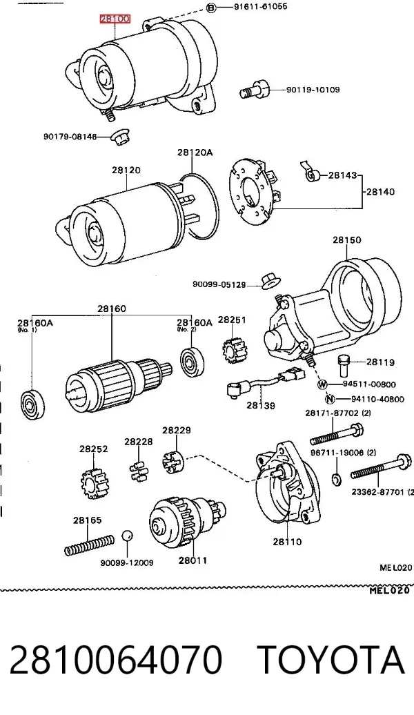Стартер 2810064070 Toyota