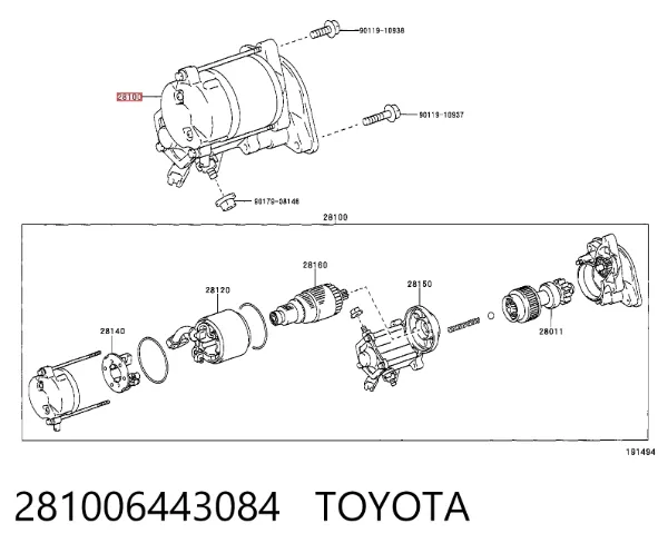 Стартер 281006443084 Toyota