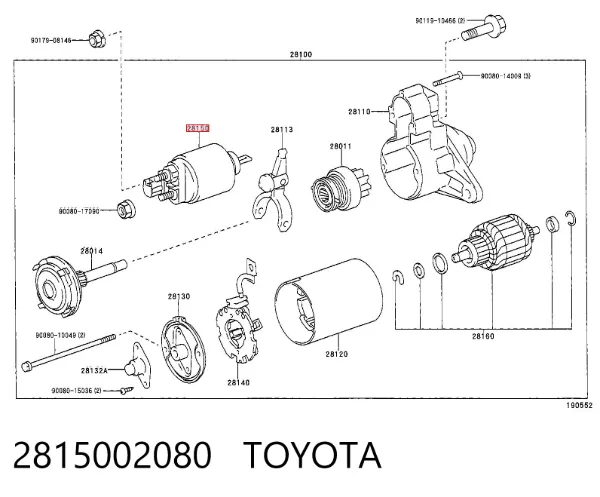 Втягуюче реле стартера 2815002080 Toyota