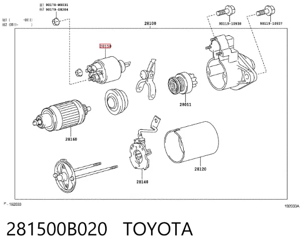Втягуюче реле стартера 281500B020 Toyota