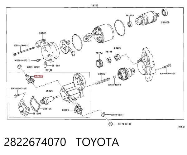 Ремкомплект втягуюче реле стартера 2822674070 Toyota