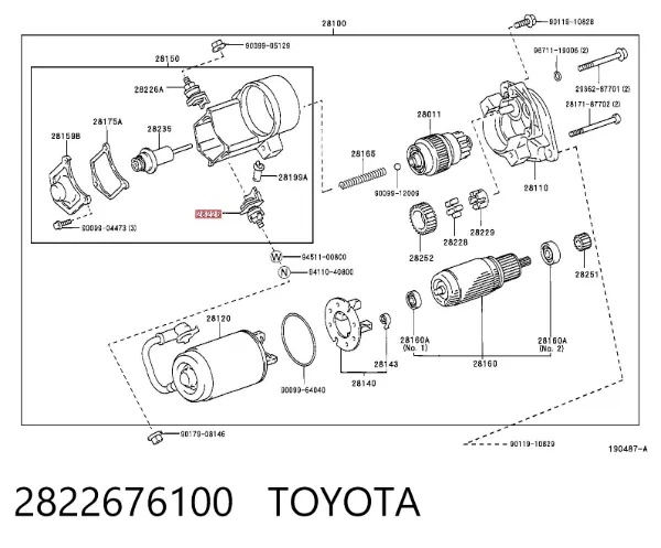 Ремкомплект втягуюче реле стартера 2822676100 Toyota