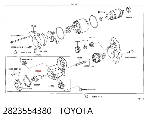 Втягуюче реле стартера 2823554380 Toyota