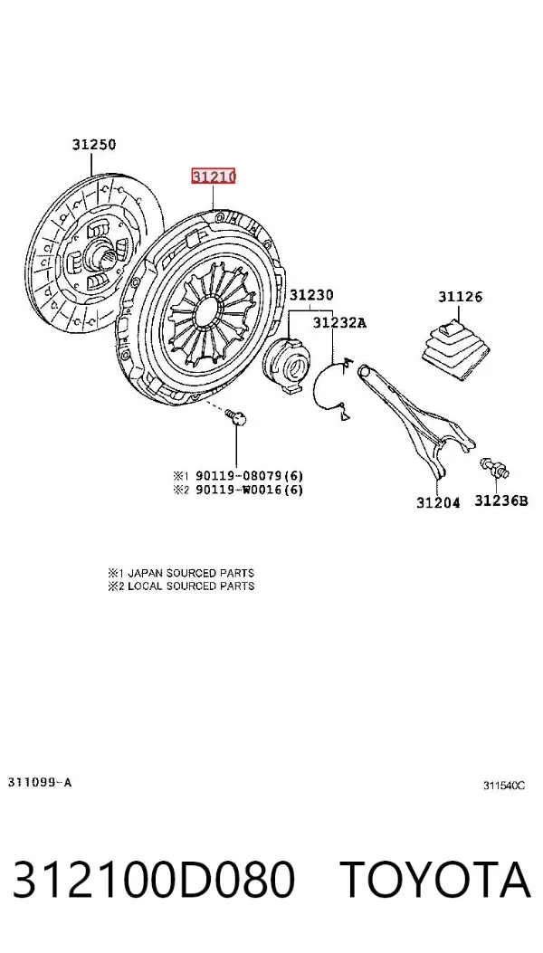 Корзина зчеплення 312100D080 Toyota