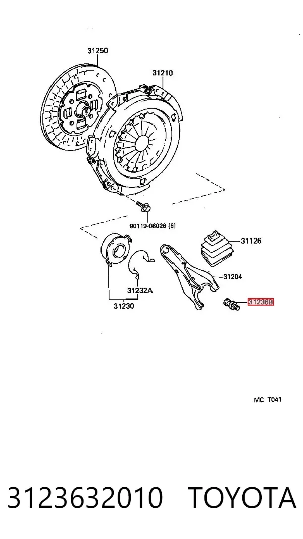 Вісь вилки зчеплення 3123632010 Toyota