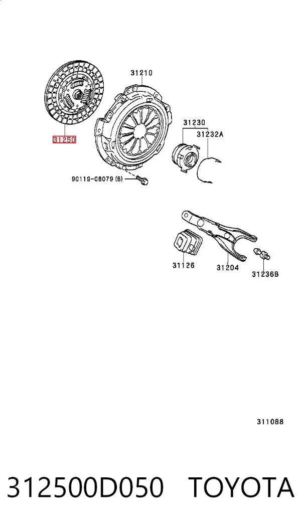 Диск зчеплення 312500D050 Toyota
