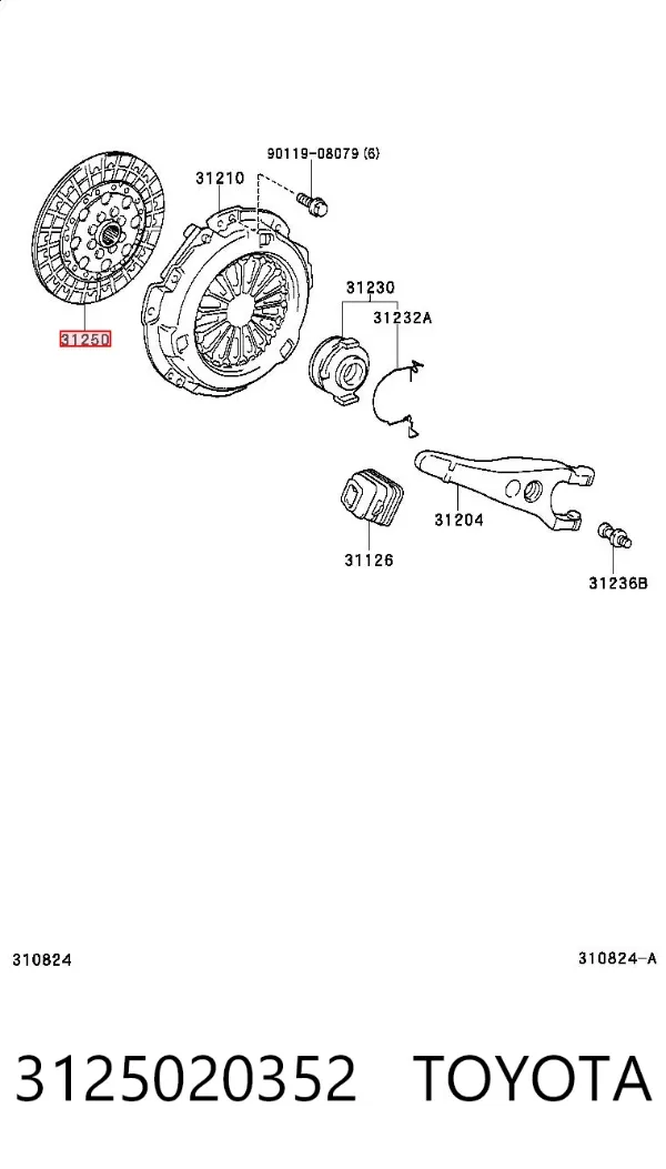 Диск зчеплення 3125020352 Toyota
