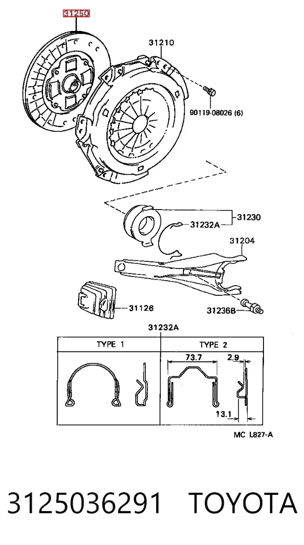 Диск зчеплення 3125036291 Toyota
