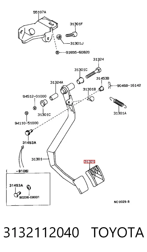 Накладка педалі зчеплення 3132112040 Toyota