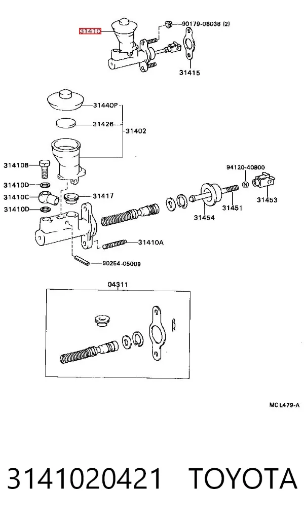Головний циліндр зчеплення 3141020421 Toyota