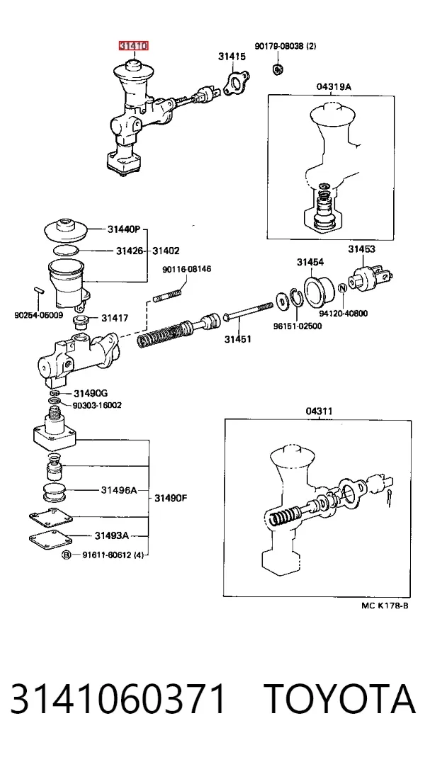 Головний циліндр зчеплення 3141060371 Toyota