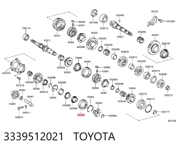 Муфта синхронізатора, зовнішня обойма 5-ї передачі 3339512021 Toyota