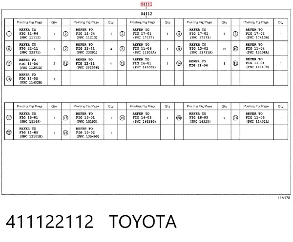 Комплект прокладок 411122112 Toyota