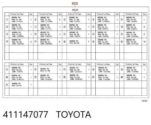 Комплект прокладок 411147077 Toyota