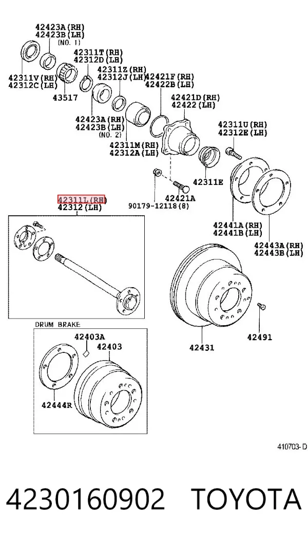 Піввісь задня, права 4230160902 Toyota