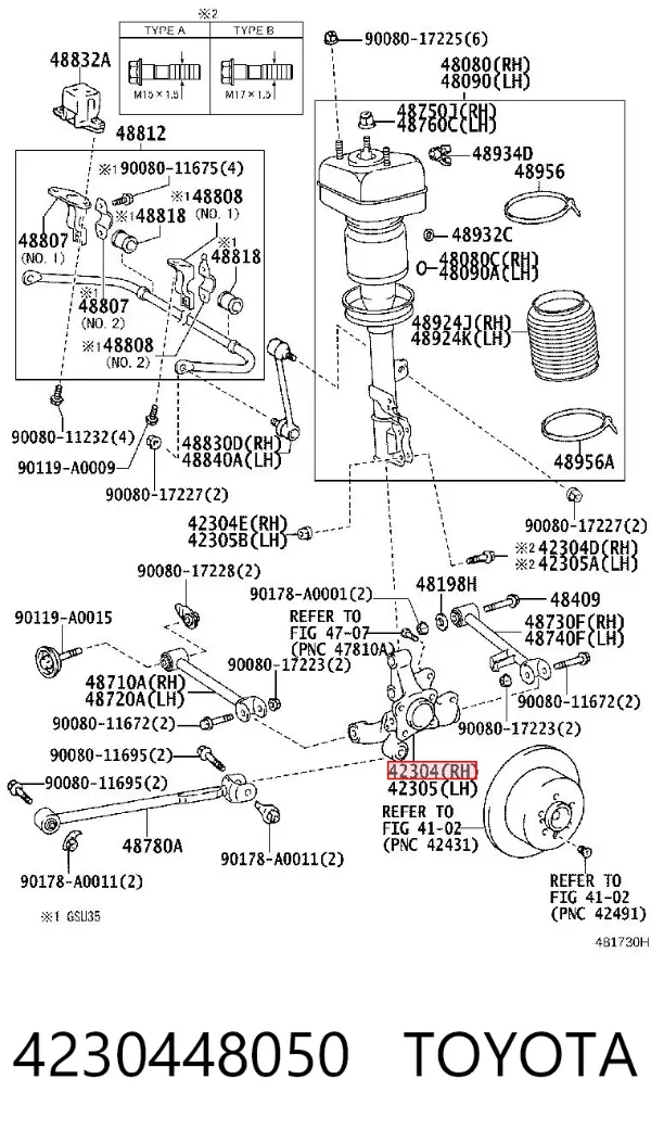 Цапфа - поворотний кулак задній, правий 4230448050 Toyota