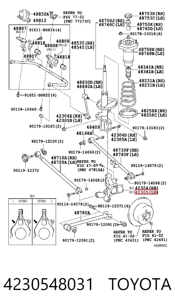 Цапфа - поворотний кулак задній, лівий 4230548031 Toyota