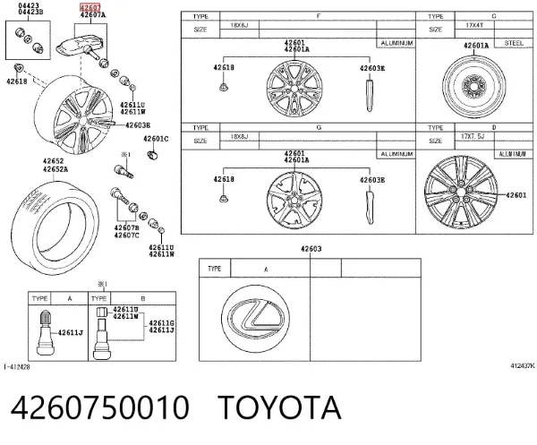 Датчик тиску в шинах 4260750010 Toyota