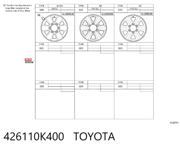  426110K400 Toyota