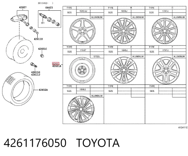 Диски колісні литі (легкосплавні, титанові) 4261176050 Toyota