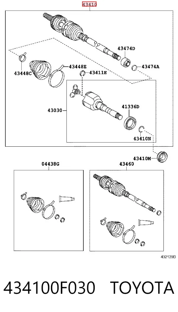 Піввісь права 434100F030 Toyota
